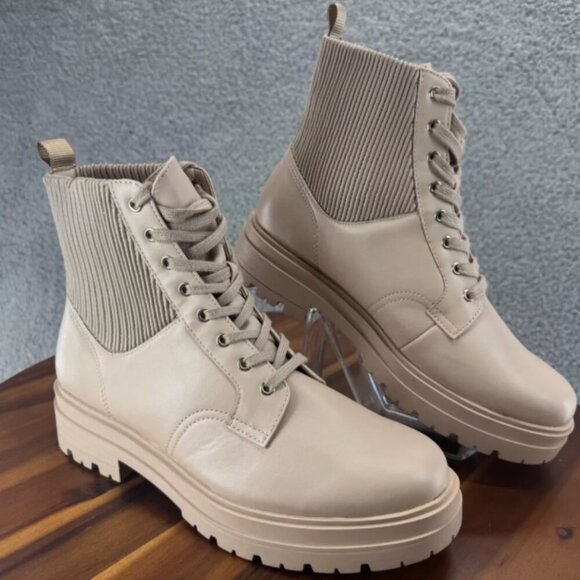 💛Limelight Women's Corie Combat Boots Blush Beige Lace Up - Picture 1 of 4